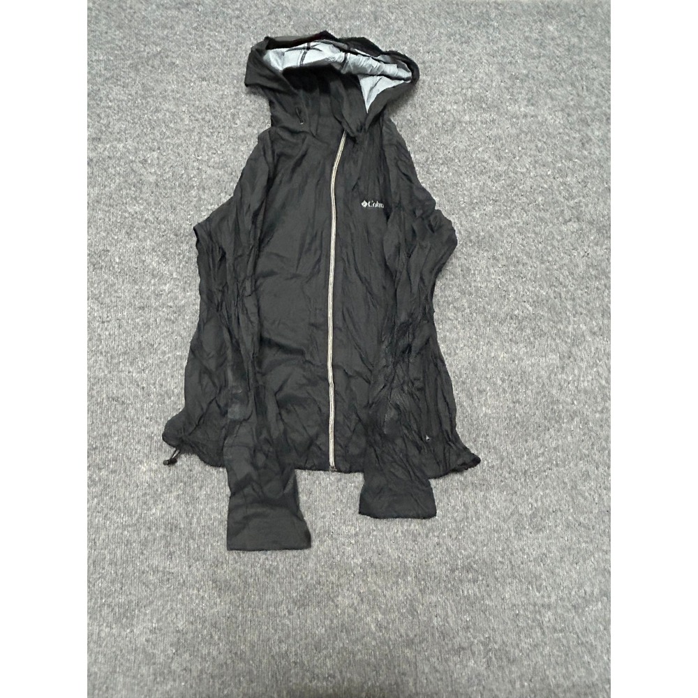 Columbia Jacket Womens Size M Black Windbreaker Hooded Full Zip Outdoor Shell